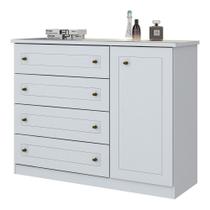 Cômoda Americana 4 Gavetas 1 Porta Henn - Branco HP Fosco
