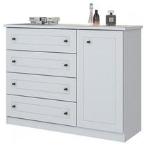 Cômoda Americano 01 Porta 04 Gavetas Branco - Móveis Henn Cômoda Americano 01 Porta 04 Gavetas Branco - Móveis Henn