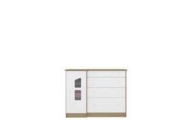 Cômoda Amore c/porta e 4 gavetas Carvalho/Branco para Quarto Infantil - Qmovi