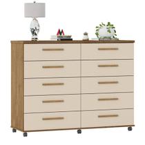 Cômoda Amsterdã 10 gavetas Amêndoa Off White