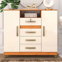 Cômoda Angra 2 Portas 4 Gavetas Cinamomo/Off White - Fellicci