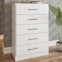 Cômoda Angra 5 Gavetas Branco - Panorama Móveis Cômoda Angra 5 Gavetas Branco - Panorama Móveis