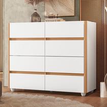 Cômoda Aparador 08 Gavetas com Tampo de Vidro Incolor