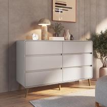 Cômoda Aparador Multiuso 6 Gavetas Estilo Retrô Moderna Para Quarto ou Sala