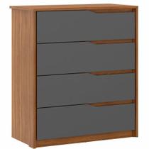 Cômoda Aria 4 Gavetas Amêndola-grafito Cômoda Aria 4 Gavetas Amêndola-grafito