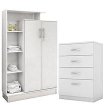 Cômoda Astral e Armário Multiuso Elite Branco Brilho - Demóbile Cômoda Astral e Armário Multiuso Elite Branco Brilho - Demóbile