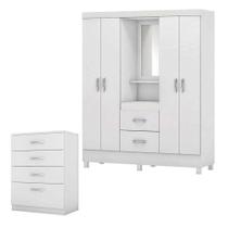 Cômoda Astral E Guarda Roupa Casal Lord Branco - Demóbile Cômoda Astral E Guarda Roupa Casal Lord Branco - Demóbile