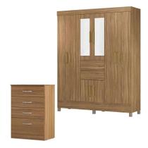 Cômoda Astral E Guarda Roupa Casal Munique Amêndola Touch Com Espelho - Demóbile Cômoda Astral E Guarda Roupa Casal Munique Amêndola Touch Com Espelho - Demóbile