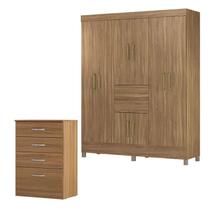 Cômoda Astral e Guarda Roupa Casal Munique Amêndola Touch - Demóbile