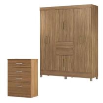 Cômoda Astral E Guarda Roupa Casal Munique Amêndola Touch - Demóbile Cômoda Astral E Guarda Roupa Casal Munique Amêndola Touch - Demóbile