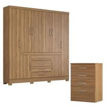 Cômoda Astral E Guarda Roupa Casal New Realce Amêndola Touch - Demóbile