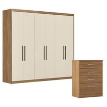Cômoda Astral e Guarda Roupa Casal Venice 62580 Amendola Touch Off White - Demóbile