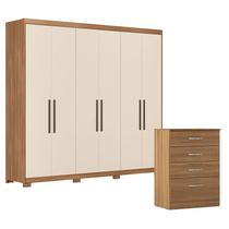 Cômoda Astral e Guarda Roupa Casal Venice 62580PE Amendola Touch Off White com Pés - Demóbile Cômoda Astral e Guarda Roupa Casal Venice 62580PE Amendola Touch Off White com Pés - Demóbile