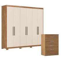 Cômoda Astral E Guarda Roupa Casal Venice 62780pe Amendola Touch Off White Com Pés - Demóbile