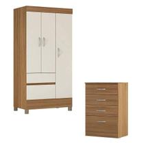 Cômoda Astral E Guarda Roupa Solteiro Amêndola Off White - Demóbile Cômoda Astral E Guarda Roupa Solteiro Amêndola Off White - Demóbile