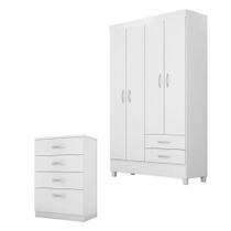 Cômoda Astral E Guarda Roupa Solteiro Astro Branco - Demóbile