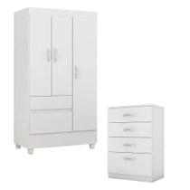 Cômoda Astral E Guarda Roupa Solteiro Branco - Demóbile Cômoda Astral E Guarda Roupa Solteiro Branco - Demóbile