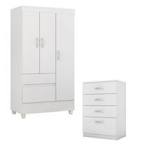 Cômoda Astral e Guarda Roupa Solteiro Wind Branco Flex - Demóbile Cômoda Astral e Guarda Roupa Solteiro Wind Branco Flex - Demóbile