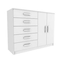 Cômoda Atenas 2 Portas 5 Gavetas Evidencia Cor Branco