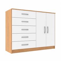 Cômoda Atenas 2 Portas 5 Gavetas Evidencia Cor Cinamomo Branco Cômoda Atenas 2 Portas 5 Gavetas Evidencia Cor Cinamomo Branco