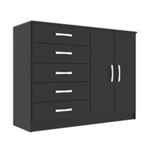 Cômoda Atenas 2 Portas 5 Gavetas Evidencia Cor Preto Cômoda Atenas 2 Portas 5 Gavetas Evidencia Cor Preto
