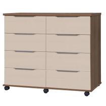 Cômoda Athenas 8 Gavetas com Rodízios Rud Rack Cor Cedro Areia