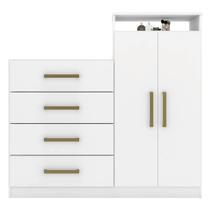 Comoda Aurea 2 Portas 4 Gavetas - Branco, Moderna e Espaçosa