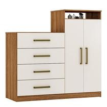 Cômoda Áurea 2 Portas e 4 Gavetas Amêndola/Off White - Demóbile