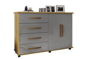 Cômoda Bali 4 Gavetas 2 Portas com Rodinhas Mel Grafiti Primus