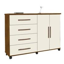 Cômoda Bali 4 Gavetas 2 Portas com Rodínhas Mel Off Primus