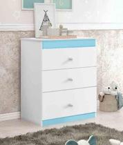 Cômoda / Bancada CAT Infantil 3 Gavetas Cor Branco / Azul Ultimas Unidades Cômoda / Bancada CAT Infantil 3 Gavetas Cor Branco / Azul Ultimas Unidades