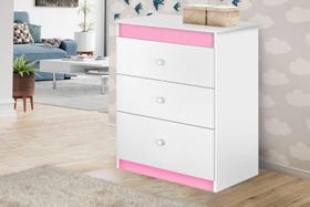Cômoda / Bancada CAT Infantil 3 Gavetas Cor Branco / Rosa Ultimas Unidades Cômoda / Bancada CAT Infantil 3 Gavetas Cor Branco / Rosa Ultimas Unidades