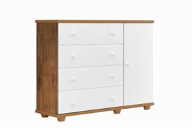 Cômoda / Bancada Organozadora / Sapateira NIN Infantil 1 Porta + 4 Gavetas Cor Demolição / Branca Cômoda / Bancada Organozadora / Sapateira NIN Infantil 1 Porta + 4 Gavetas Cor Demolição / Branca