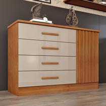 Cômoda Barcelona 1 Porta 4 Gavetas Cinamomo/Off White - Tcil Móveis Cômoda Barcelona 1 Porta 4 Gavetas Cinamomo/Off White - Tcil Móveis