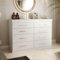 Cômoda Batrol Genova Com 8 Gavetas Branco Brilho