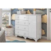 Cômoda Bebê Junior c/ 1 Porta e 4 Gavetas Branco - Peroba