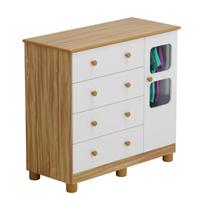 Cômoda Bebê Lumi 4 Gavetas 1 Porta 100%MDF Moveis Peroba - Cômoda Bebê Lumi 4 Gavetas 1 Porta 100%MDF Moveis Peroba -
