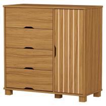 Cômoda Bela 4 Gavetas 1 Porta em MDF Marrom Milani Movelaria Cômoda Bela 4 Gavetas 1 Porta em MDF Marrom Milani Movelaria