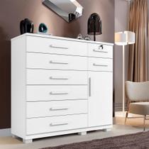 Cômoda Bela Plus 8 Gavetas e 1 Porta Branca