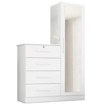 Cômoda Belize 4 Gavetas 1 Porta com Espelho Albatroz Cor Branco Cômoda Belize 4 Gavetas 1 Porta com Espelho Albatroz Cor Branco