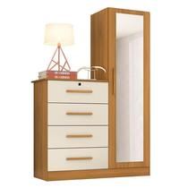 Cômoda Belize Plus com 1 Porta e 4 Gavetas Carvalho Grife/Off White - PR Móveis Cômoda Belize Plus com 1 Porta e 4 Gavetas Carvalho Grife/Off White - PR Móveis