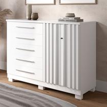 Cômoda Bella 2 Portas 5 Gavetas 100% Mdf Ripado Branco - Acp Móveis