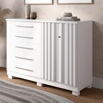 Comoda Bella 5 Gavetas 2 Portas Ripada com sapateira chave 100MDF