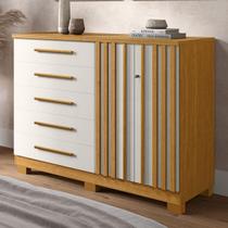 Comoda Bella 5 Gavetas 2 Portas Ripada Com Sapateira Chave 100MDF Comoda Bella 5 Gavetas 2 Portas Ripada Com Sapateira Chave 100MDF