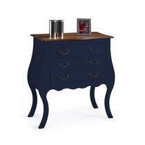 Cômoda Bombê 3 Gavetas 1023 Linz Móveis - Azul Petróleo/Imbuia Glazer