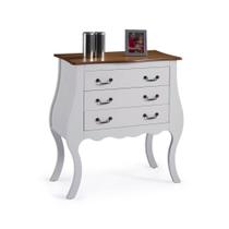 Cômoda Bombê Alta 1023 Linz Móveis com 3 Gavetas Laca Branca/Imbuia Glazer