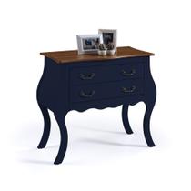 Cômoda Bombê com 2 Gavetas 1007 Linz Móveis - Azul Petróleo/Imbuia Glazer