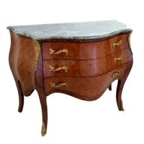 Cômoda Bombê Francesa Maciça com Bronze e Marmore Luxo
