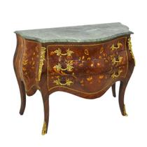 Cômoda Bombê Marquiterrie Florais Apliques Bronze Luxo Cômoda Bombê Marquiterrie Florais Apliques Bronze Luxo