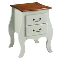 Cômoda Bombê Mini 2 Gavetas - Nude (Off-White) com tampo Imbuia Glazer